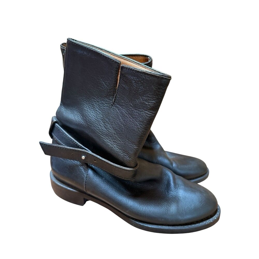 Madewell Womens Boots Black Biker Moto Size 7 Ankle Block Heels Made In Italy